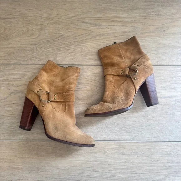 Frye Brown Suede Ankle Heels Size 7.5 - Picture 2 of 7